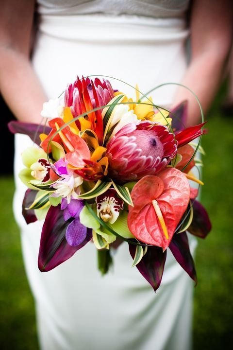 Ramo de novia con flores exóticas