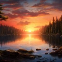 impresionante-puesta-sol-sobre-sereno-lago-frondoso-bosque_1105008-4