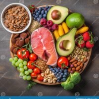 plato-lleno-de-una-colorida-variedad-alimentos-saludables-incluyendo-frutas-frescas-verduras-proteina-lisa-y-granos-enteros-277450116
